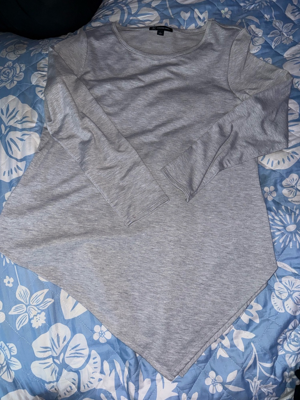 INC International Concepts Light Gray Asymmetrical Hem Tunic